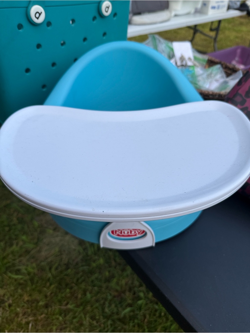 Nuby Blue Infant Feeding Seat with White Tray